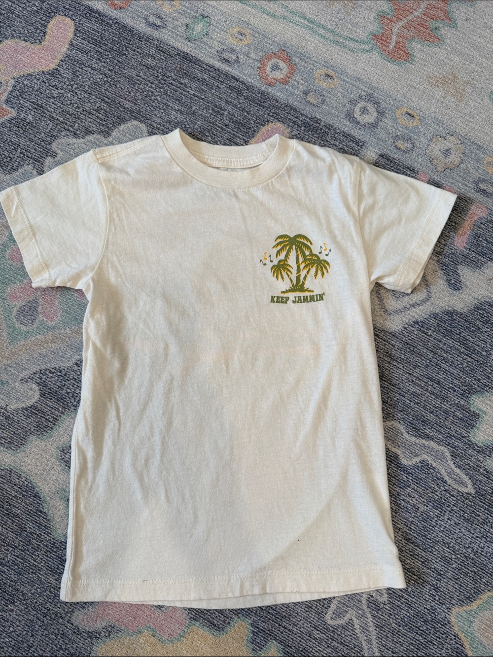 Keep Jammin' Palm Short Sleeve Tee - Cream/Green - Kids